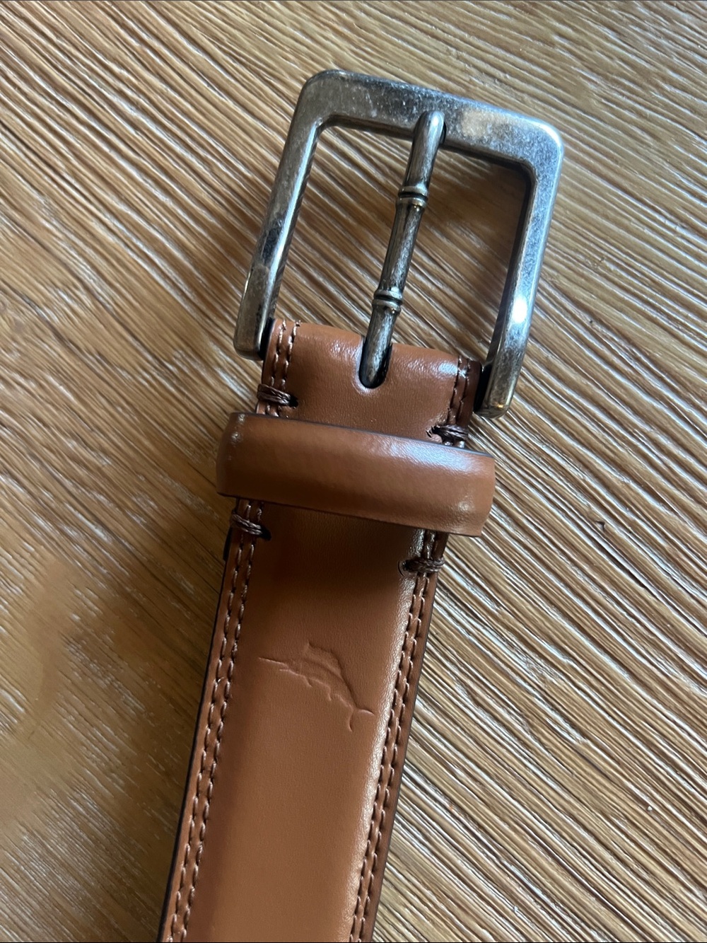 Tommy Bahama Brown Genuine Leather Belt with Silver Buckle